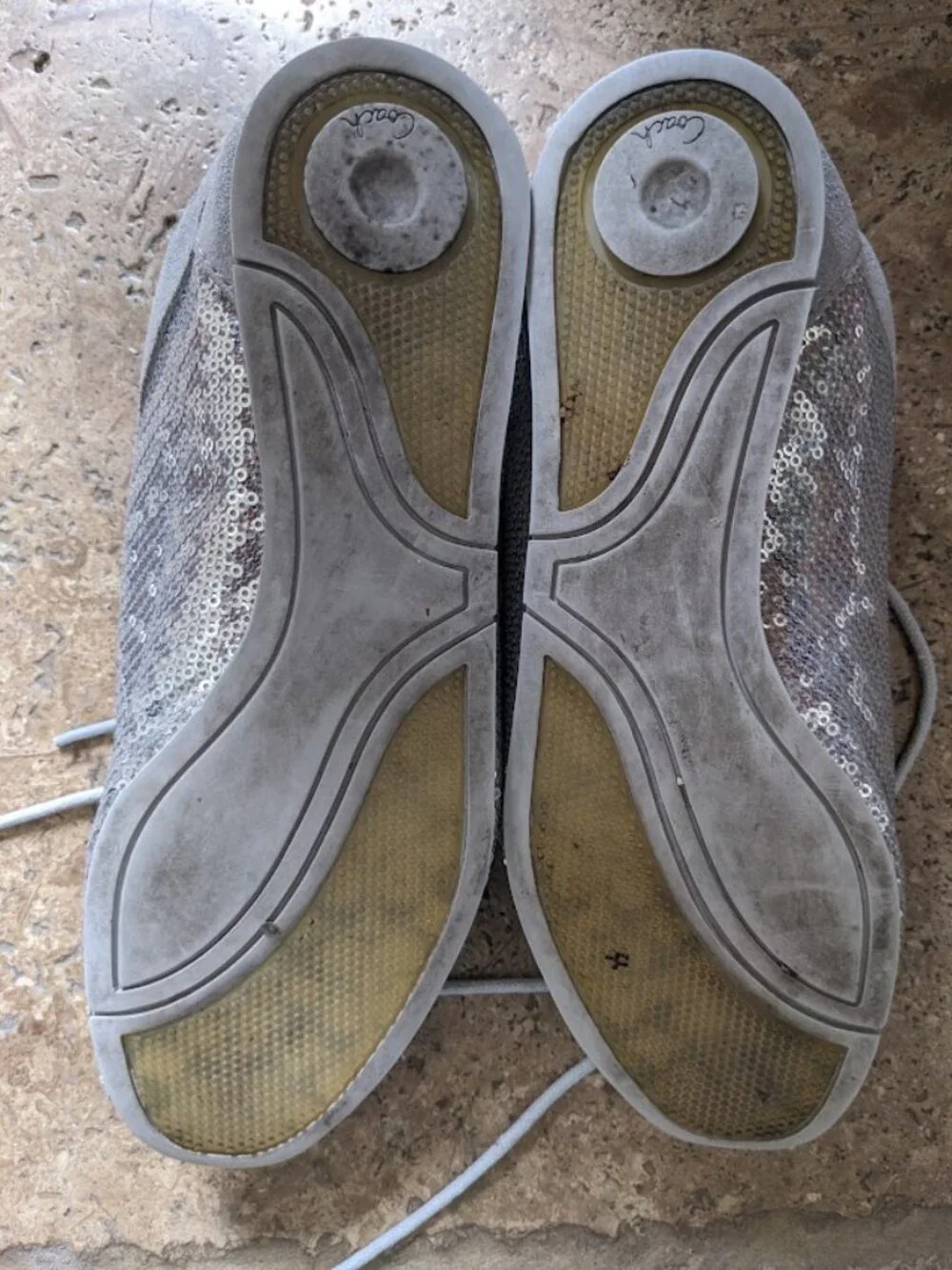 EUC COACH HOPE SEQUIN SILVER TENNIS SNEAKER TRAINER SHOES SIZE 5.5